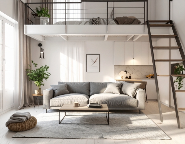 ロフトのあるリビング